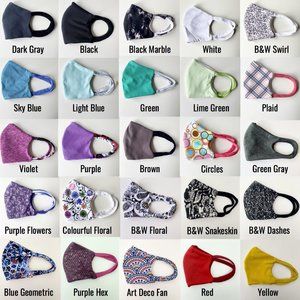 Handmade fabric face masks (no elastic, 3 layers)